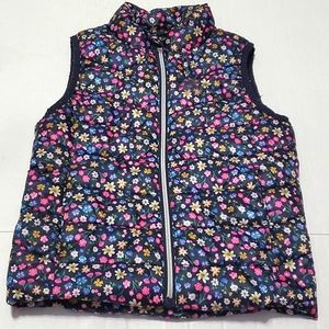Primark Black Colorful Ditsy Floral High Neck Sleeveless Girls Puffer Vest